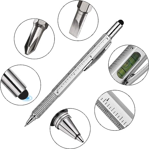 7 In 1 Tool Pen (stainless Steel Metal) Pen For Construction Tools