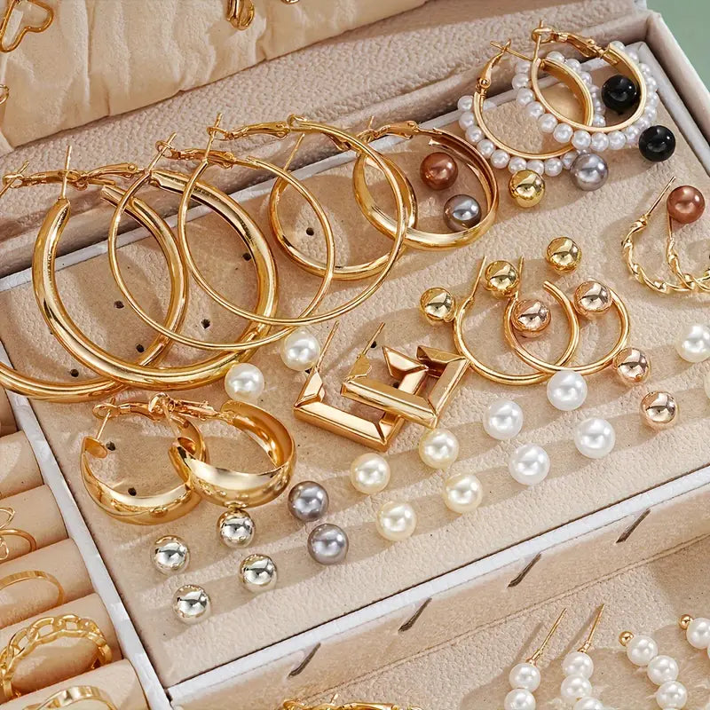 86pcs Jewelry Set, Fashionable & Elegant, Butterfly Necklaces, Heart Rings, Faux Pearl Earrings & Studs, Mix & Match Set For Women,