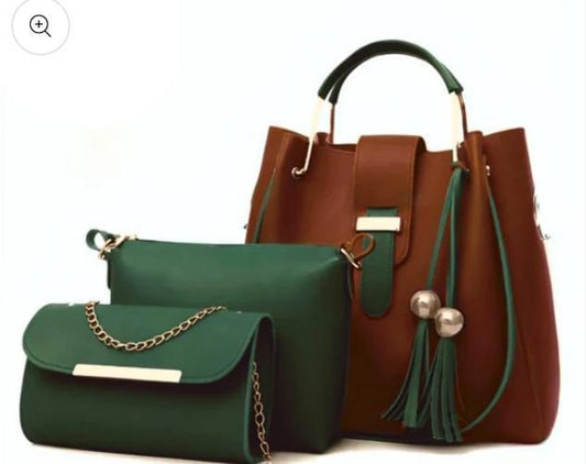 Stylish Women's Leather Hand Bag Set - 3 Pcs 9Multicolor)