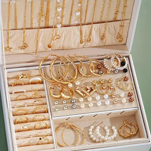 86pcs Jewelry Set, Fashionable & Elegant, Butterfly Necklaces, Heart Rings, Faux Pearl Earrings & Studs, Mix & Match Set For Women,